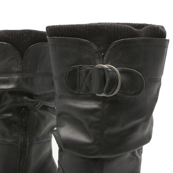 Jessica RUCKLES Deadstock Vegan Leather Slouch Boots Y2K Brown Tall Zipper - Picture 9 of 9